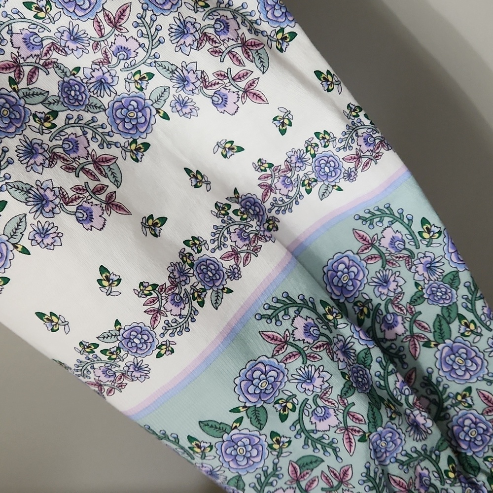 LOFT Floral Peasant Blouse XXS (0-2) Whimsical Boho Cottagecore Tie Waist Top - Picture 9 of 12